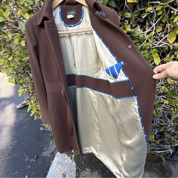 J Crew Brown Belted Wool Tie Peacoat Trench Coat Women's Preppy | Size 10T - Picture 5 of 17